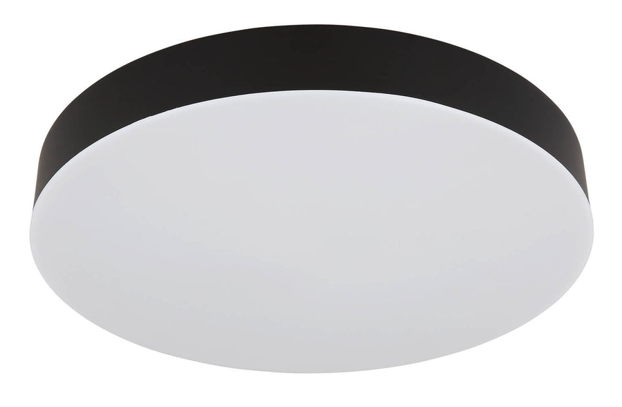 Détail produit du diffuseur blanc dépoli allumé, cerclage noir mat bien visible