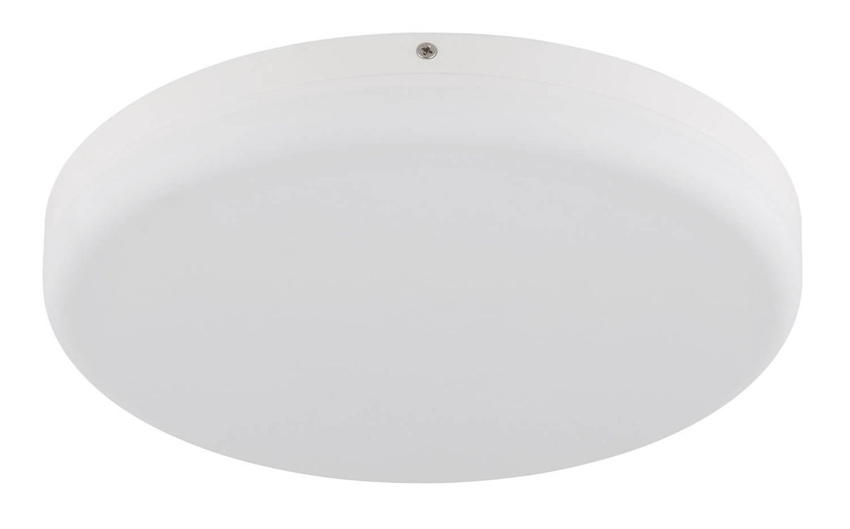 Produit éteint vu de face, verre opalin blanc mat et vis centrale