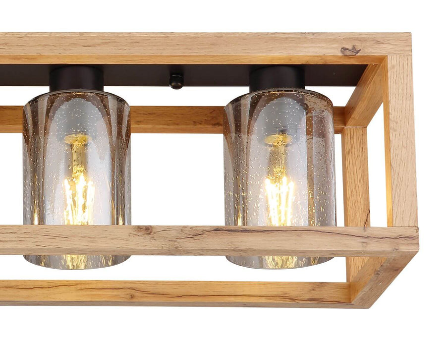 Détail rapproché des douilles noires et des cylindres en verre bullé