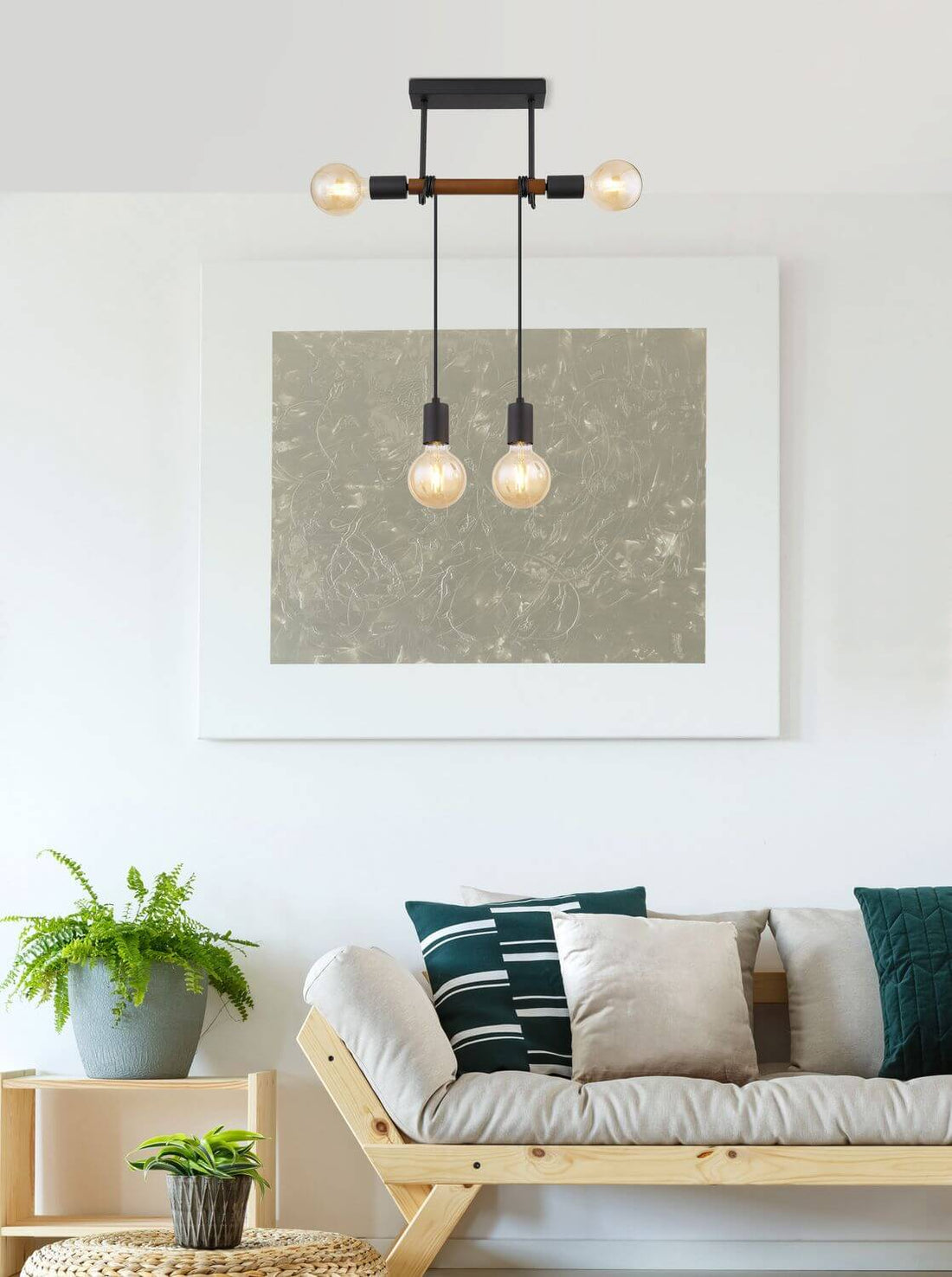 Plafonnier Heinrich noir mat, H 100 cm