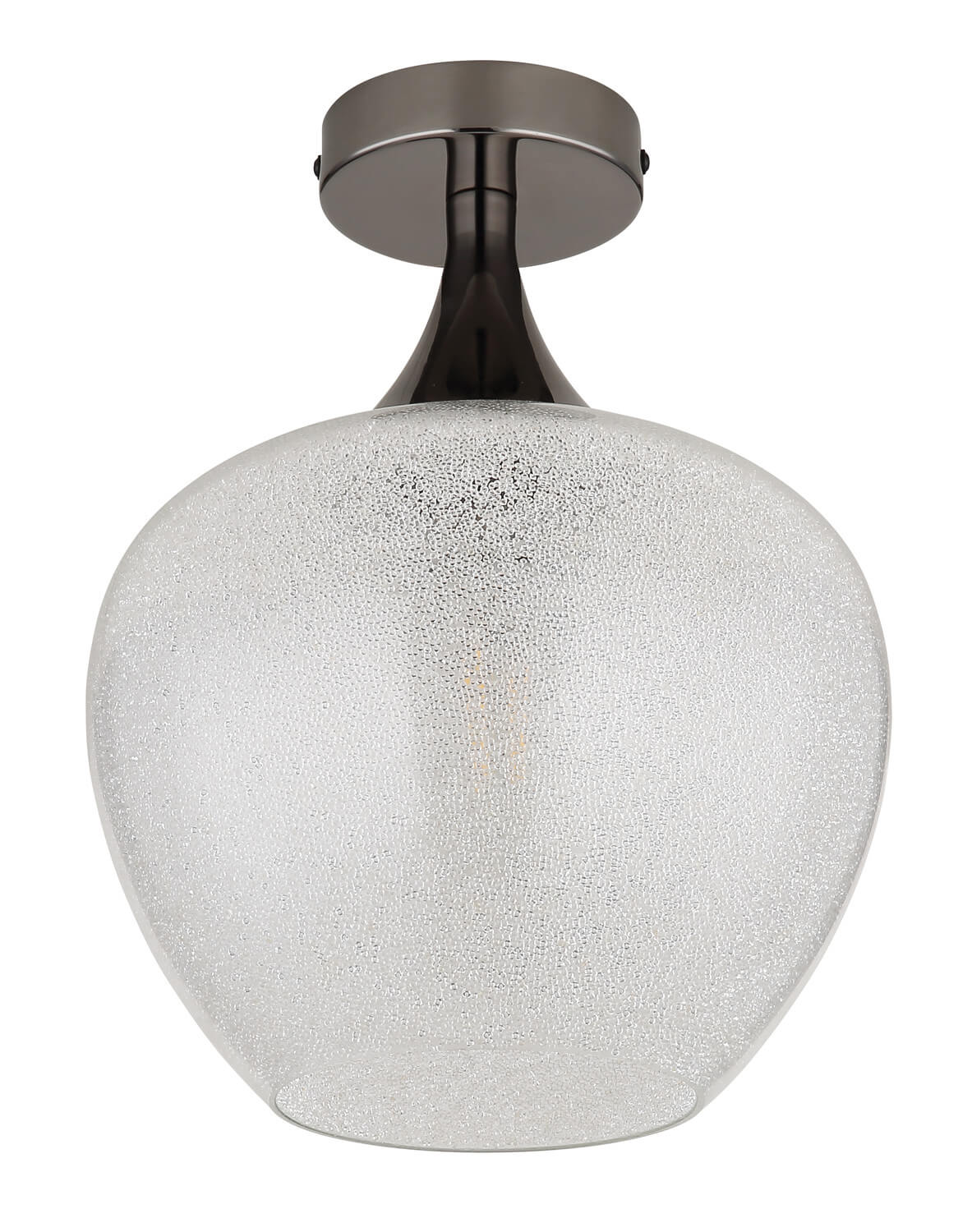 Produit éteint sur fond blanc, verre dépoli gris et monture chromée