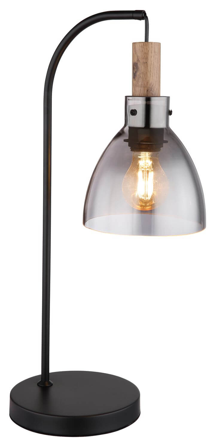 Vue rapprochée montrant l'ampoule allumée sous le verre fumé