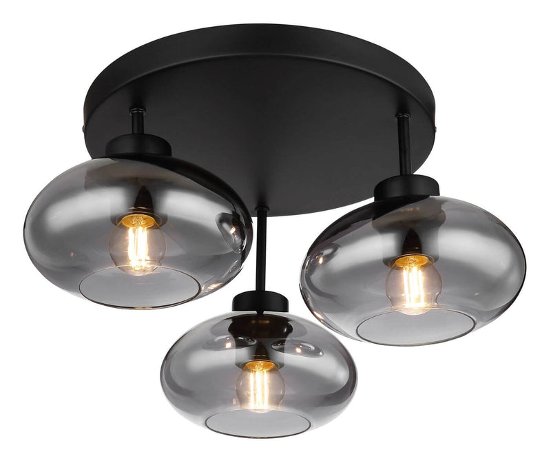 Plafonnier Shaun noir mat, Ø 40 cm