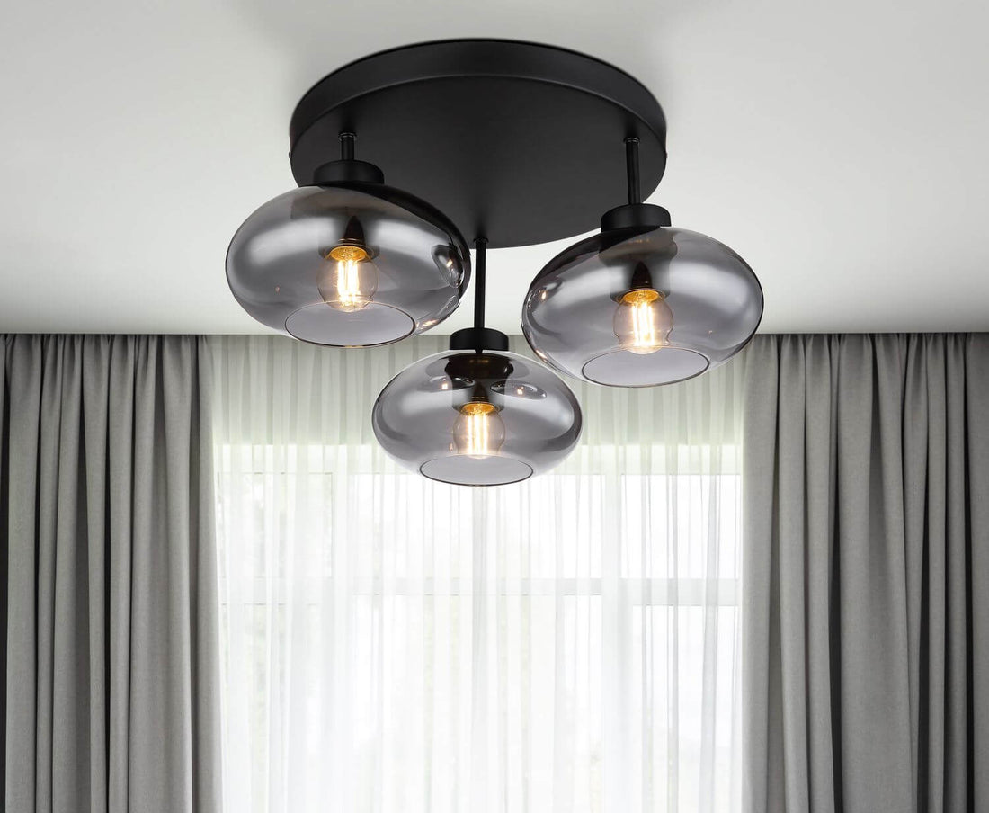 Plafonnier Shaun noir mat, Ø 40 cm