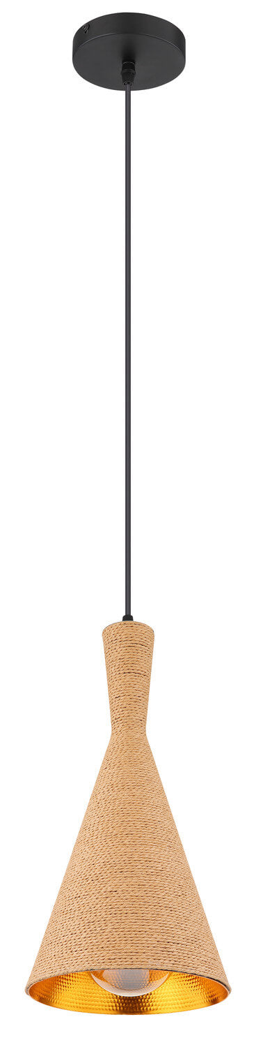 Vue verticale du luminaire avec abat-jour conique et douille visible