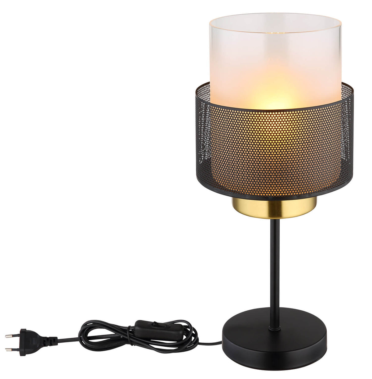 Lampe entière avec câble d'alimentation noir, prise et interrupteur sur cordon