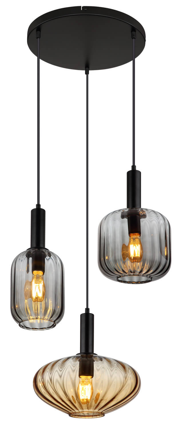 Suspension Valletta noire mat (15719-3)