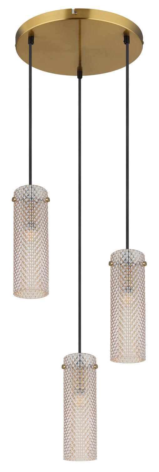 Luminaire éteint vu de face, verre translucide à motif losangé bien visible