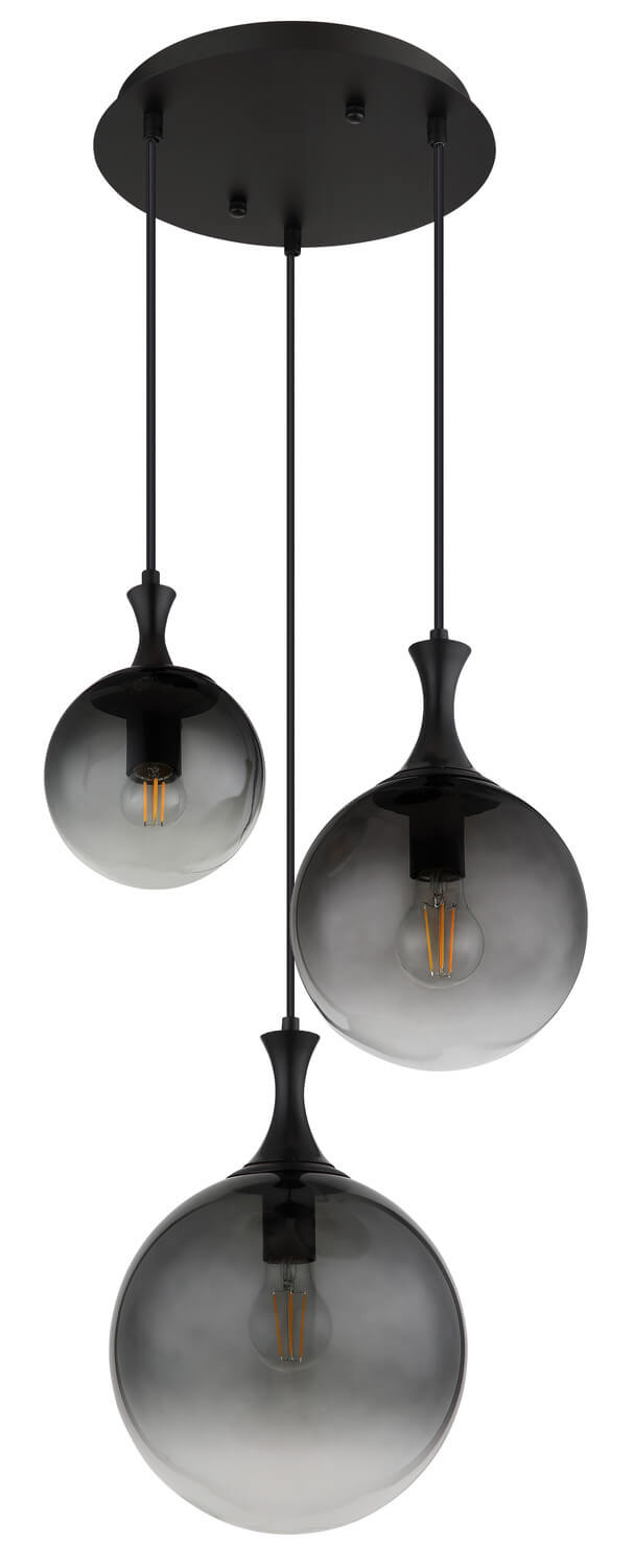 Suspension Dalton noire mat, H 141,5 cm