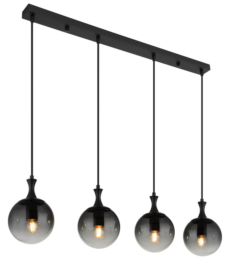 Suspension Dalton noire mat, H 130 cm