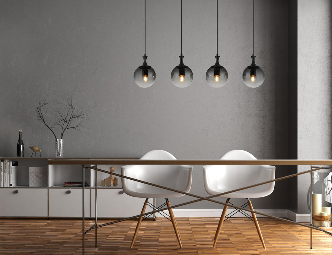 Suspension Dalton noire mat, H 130 cm