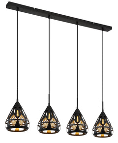 Suspension Hassan noire mat (15889-4H)