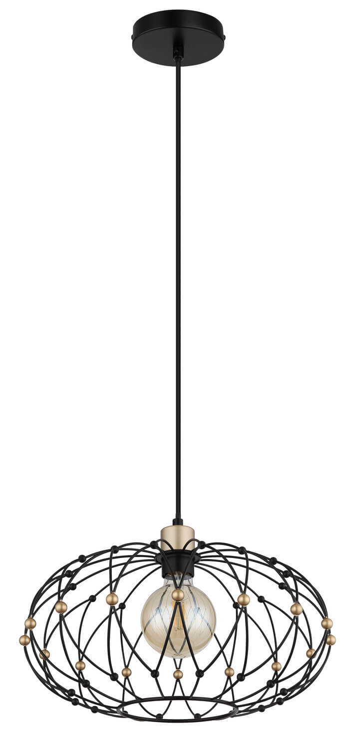 Second angle du produit entier, câble tendu et panier sphérique aplati avec perles dorées