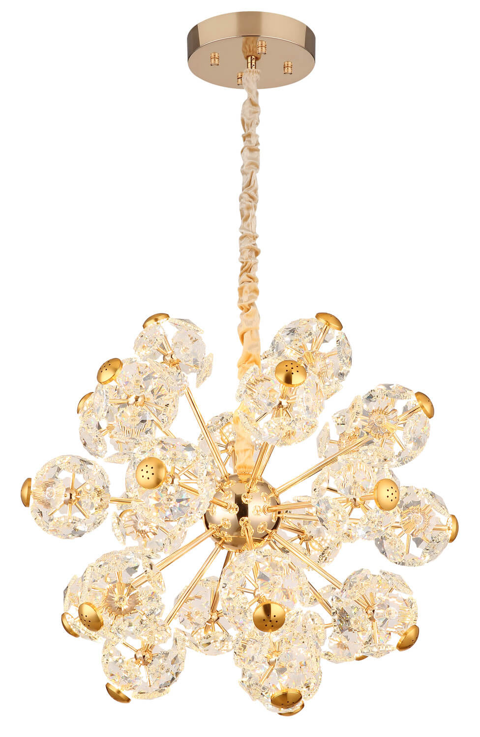 Suspension Floriella dorée, H 135 cm