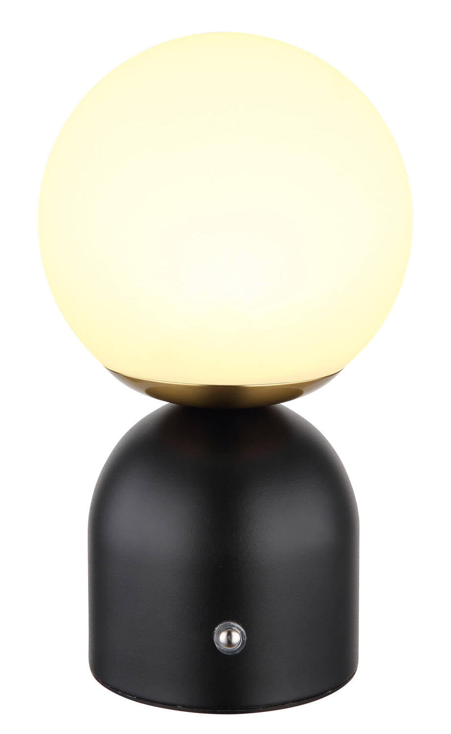 Produit de face, lumière chaude allumée dans le globe sphérique