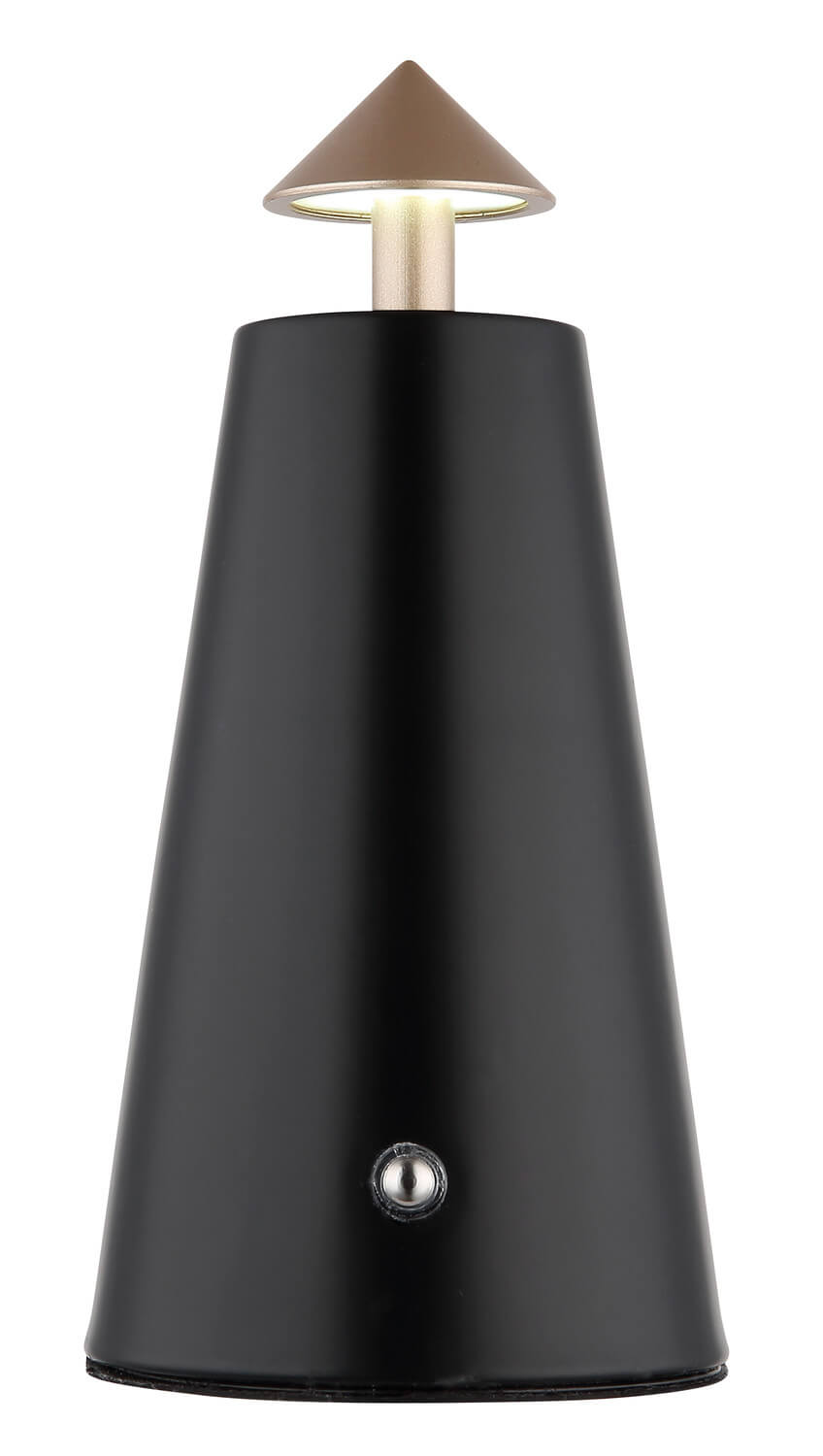 Vue rapprochée du bouton tactile rond sur la base noire