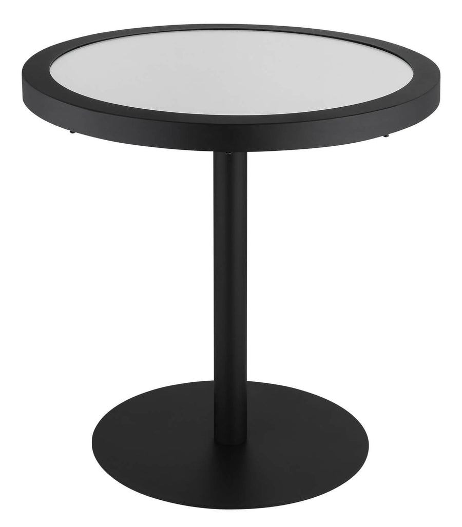Plateau rond éteint, verre dépoli et cerclage noir mat