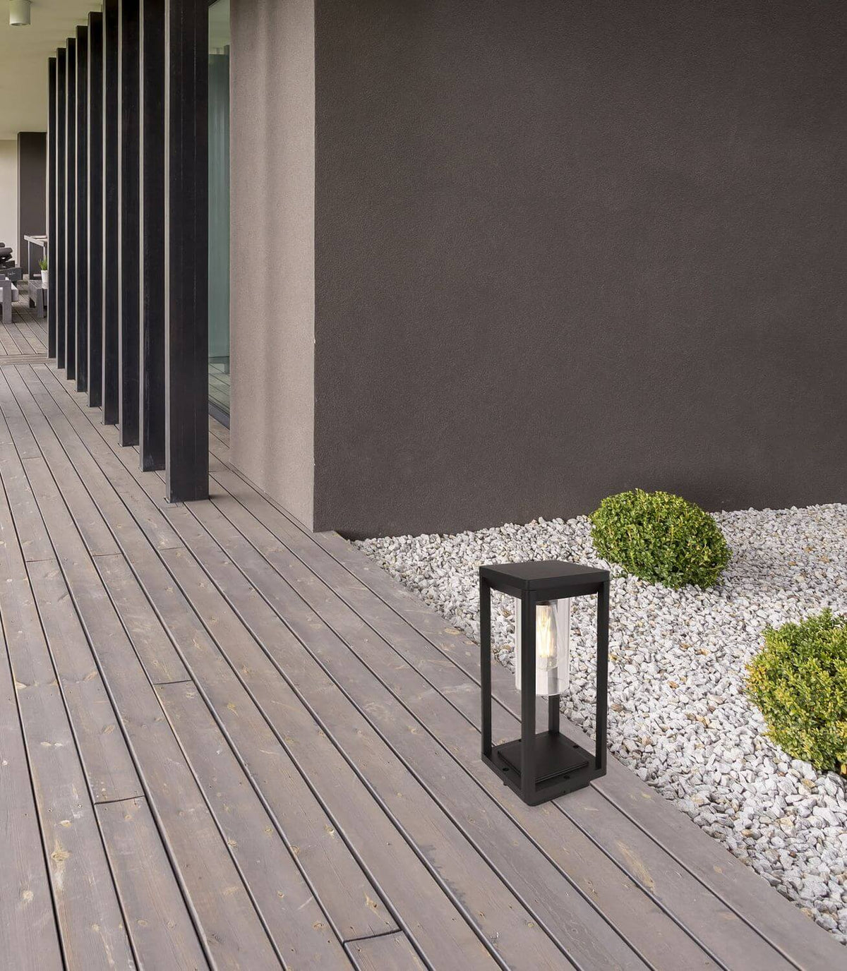Luminaire extérieur Candela noir mat et aluminium, H 35 cm