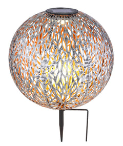 Luminaire extérieur argenté et gris, H 38 cm