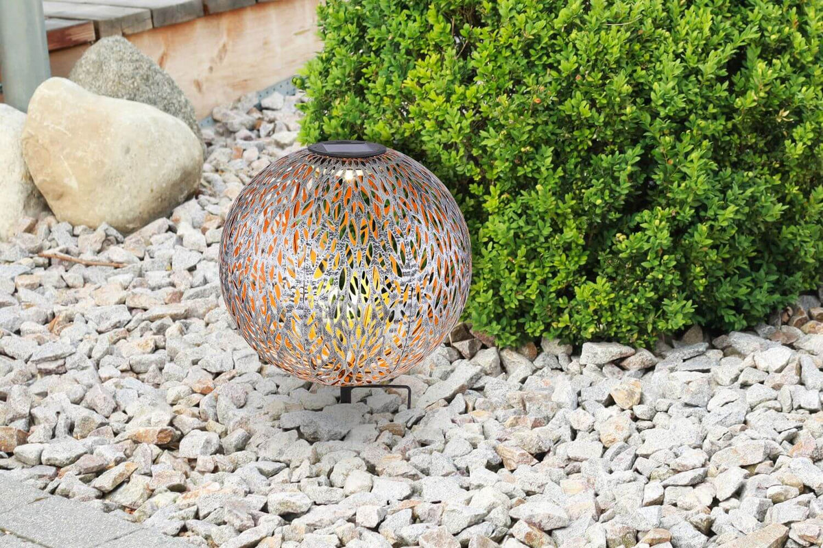 Luminaire extérieur argenté et gris, H 38 cm