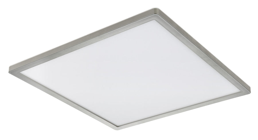 Luminaire éteint, diffuseur blanc opaque et finition nickel satiné