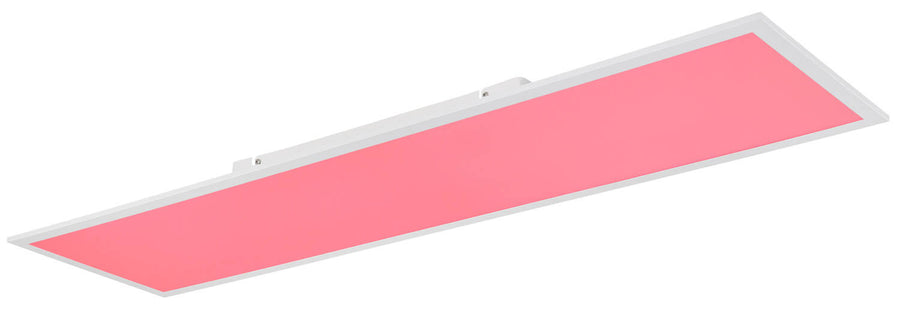Plafonnier Doro blanc mat et aluminium, L 120 cm