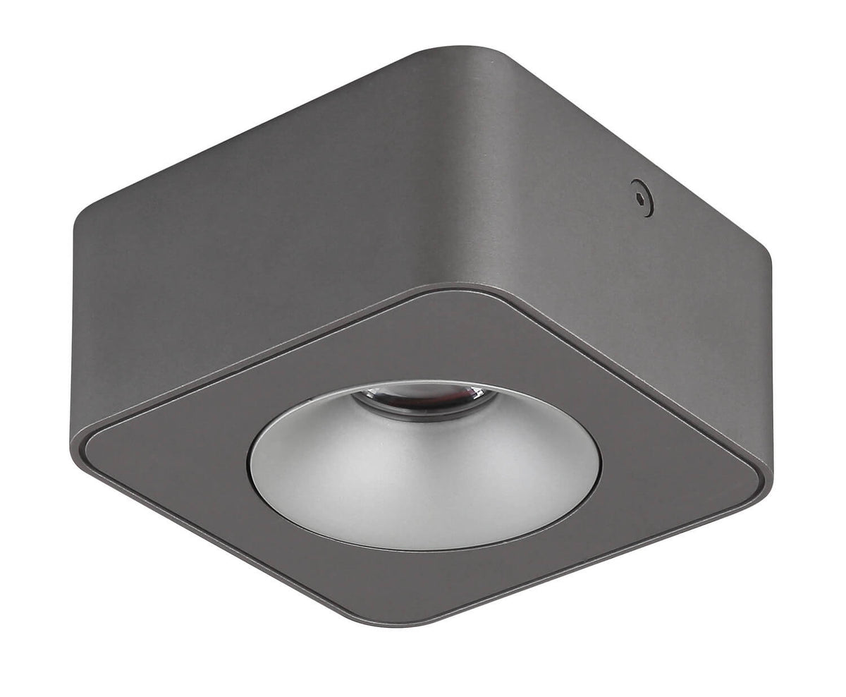 Spot Hangarau gris et aluminium, L 11,7 cm