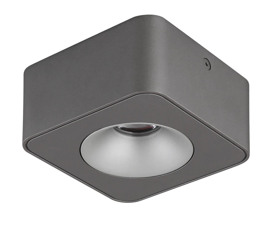 Spot Hangarau gris et aluminium, L 11,7 cm