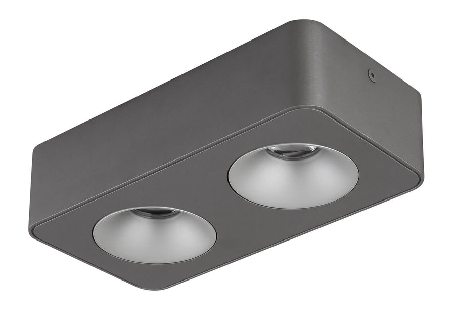 Spot Hangarau gris et aluminium, L 22,4 cm (43100-2)