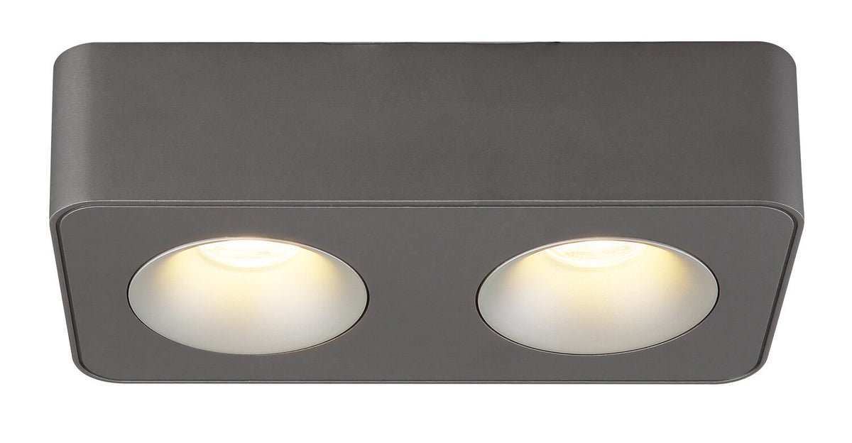 Spot Hangarau gris et aluminium, L 22,4 cm (43100-2)