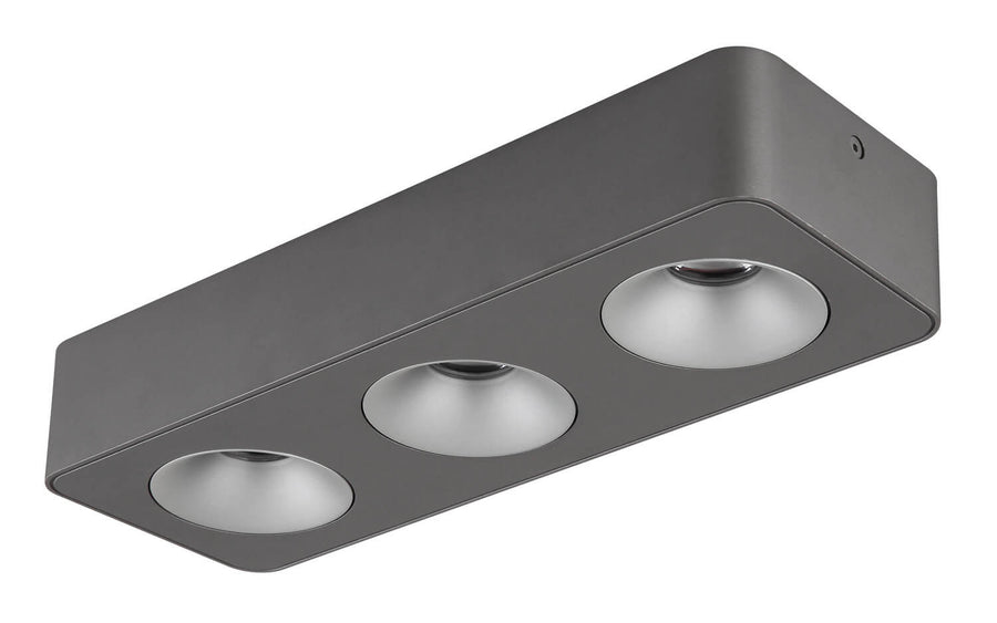 Spot Hangarau gris et aluminium, L 33,2 cm