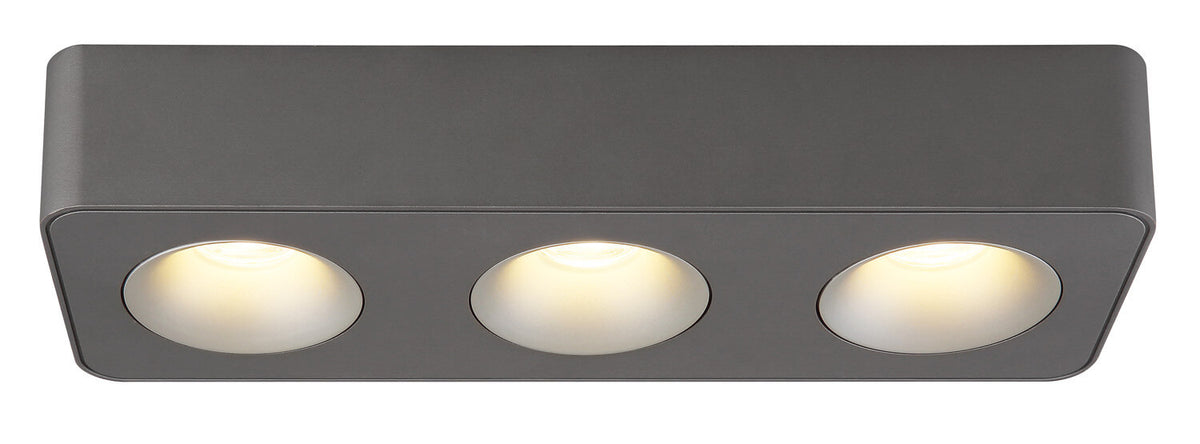 Spot Hangarau gris et aluminium, L 33,2 cm