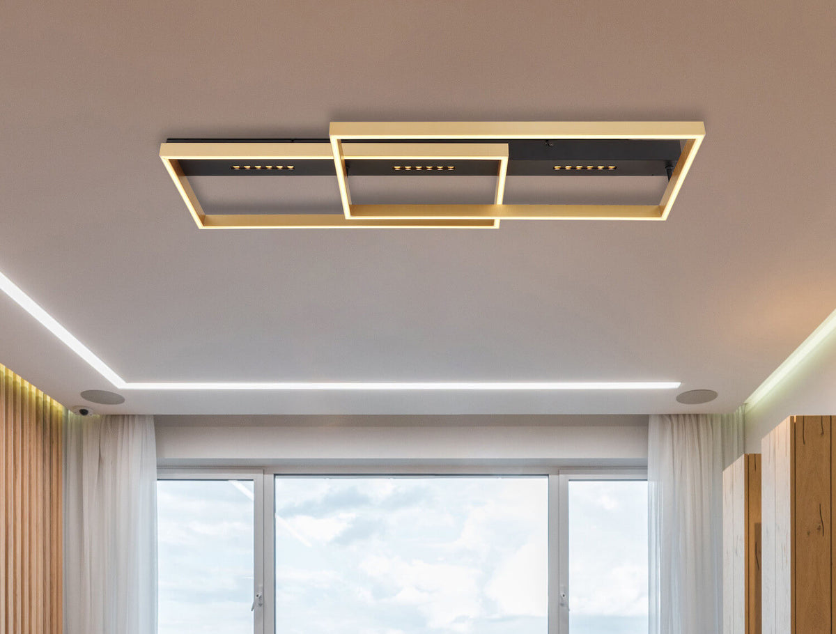 Mise en ambiance du luminaire fixé au plafond dans un salon moderne
