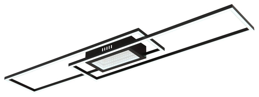Plafonnier Saunders noir mat, L 96 cm