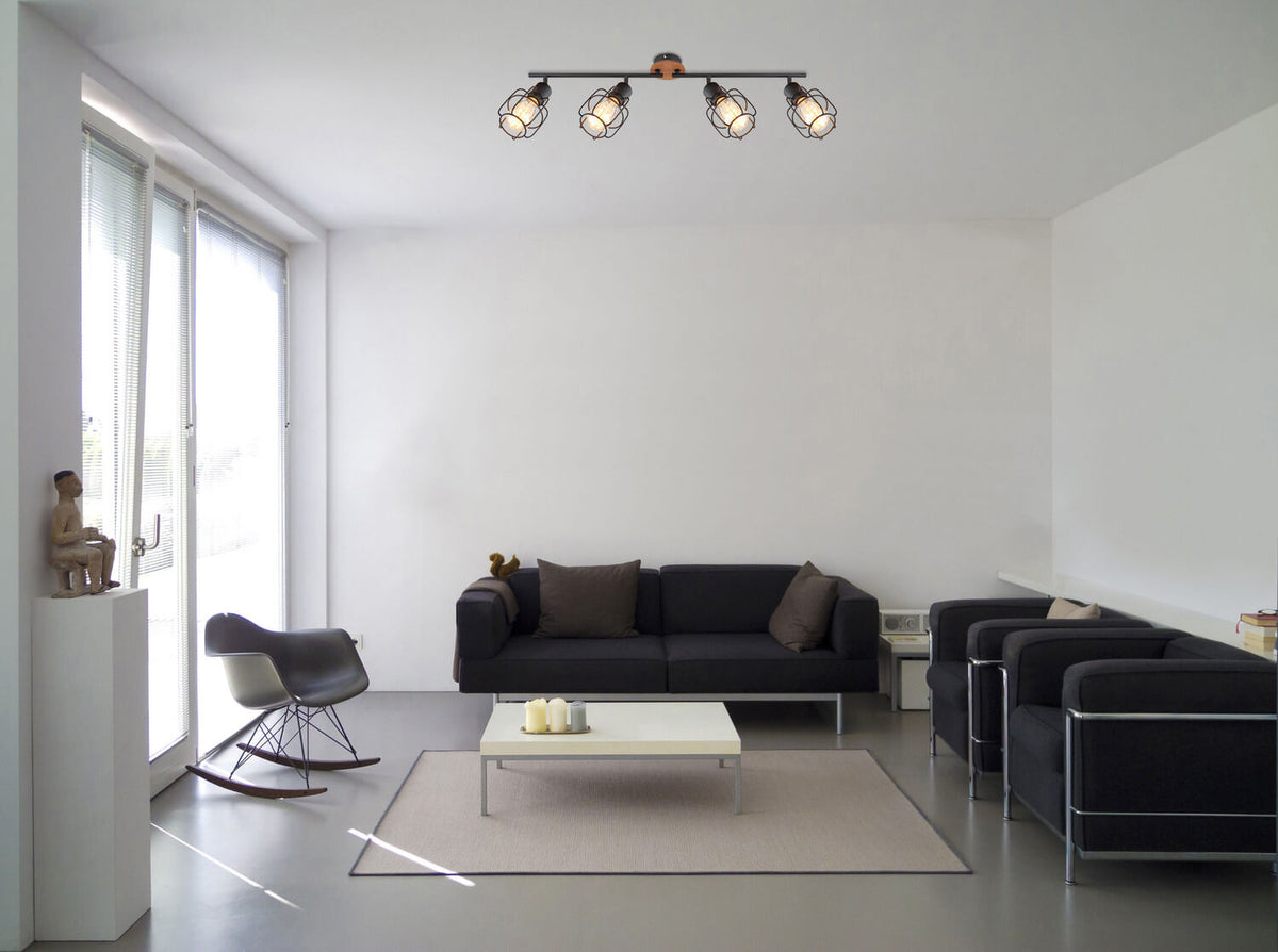 Mise en ambiance du luminaire fixé au plafond dans un salon contemporain
