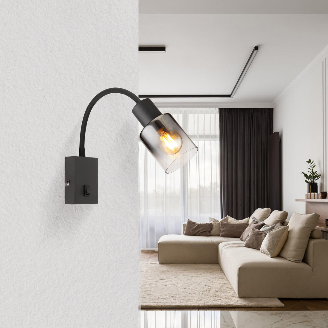 Applique murale Hubertus noire mat