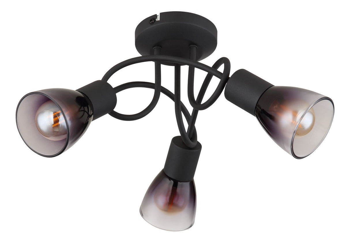 Plafonnier Satella noir mat, Ø 38 cm