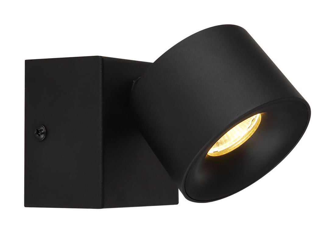 Spot Rae noir mat, L 13 cm