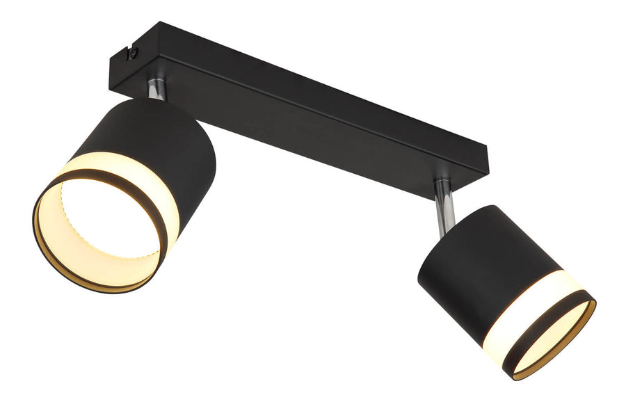 Détail des deux têtes cylindriques orientables et de leur intérieur éclairé