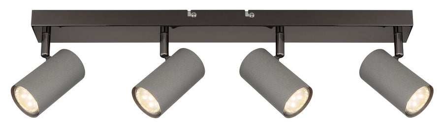 Plan large du rail rectangulaire et des quatre projecteurs orientables vers le bas