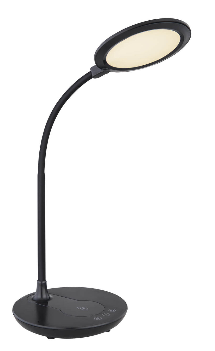 Vue rapprochée du flexible courbé et de l'abat-jour ovale noir