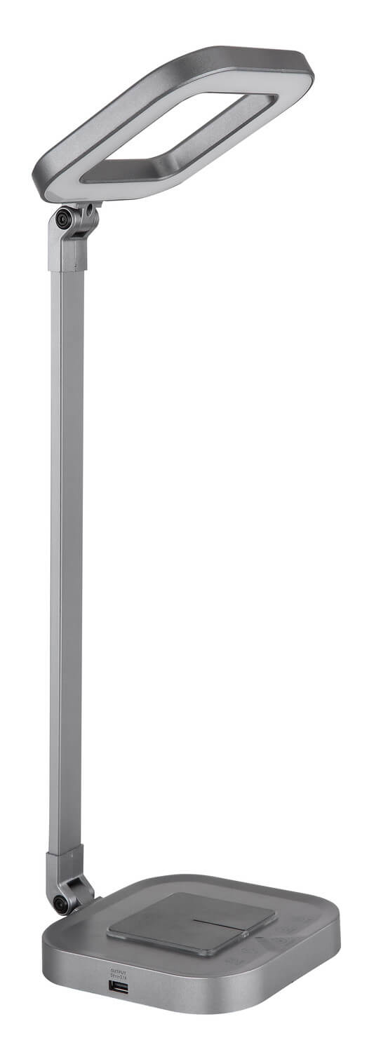 Lampe à poser Monaco grise et aluminium