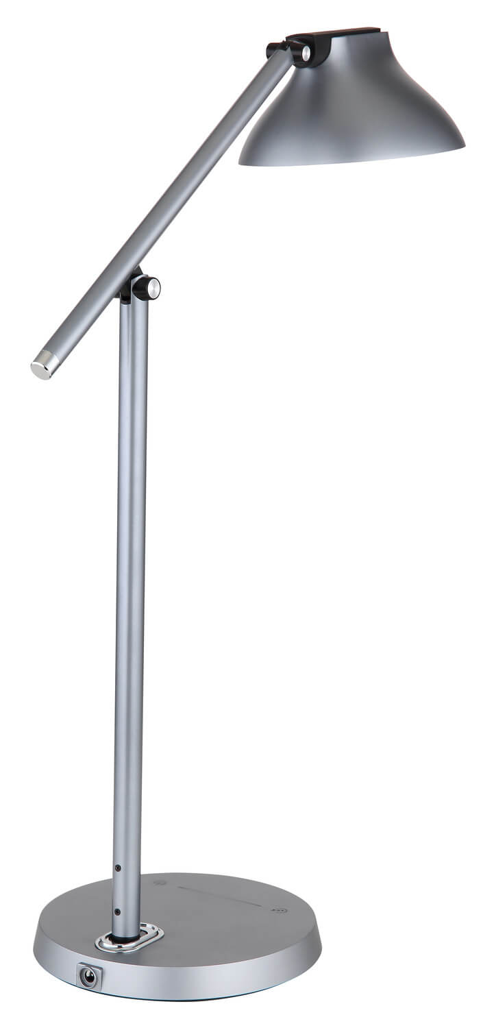 Vue arrière du luminaire, bras vertical et commande tactile sur la base