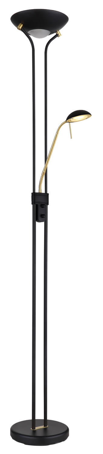Silhouette complète du lampadaire, base ronde noire et structure verticale fine