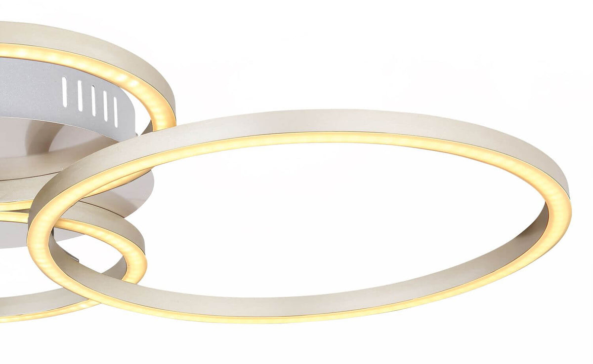 Plafonnier Kendy nickel satiné, L 40,6 cm