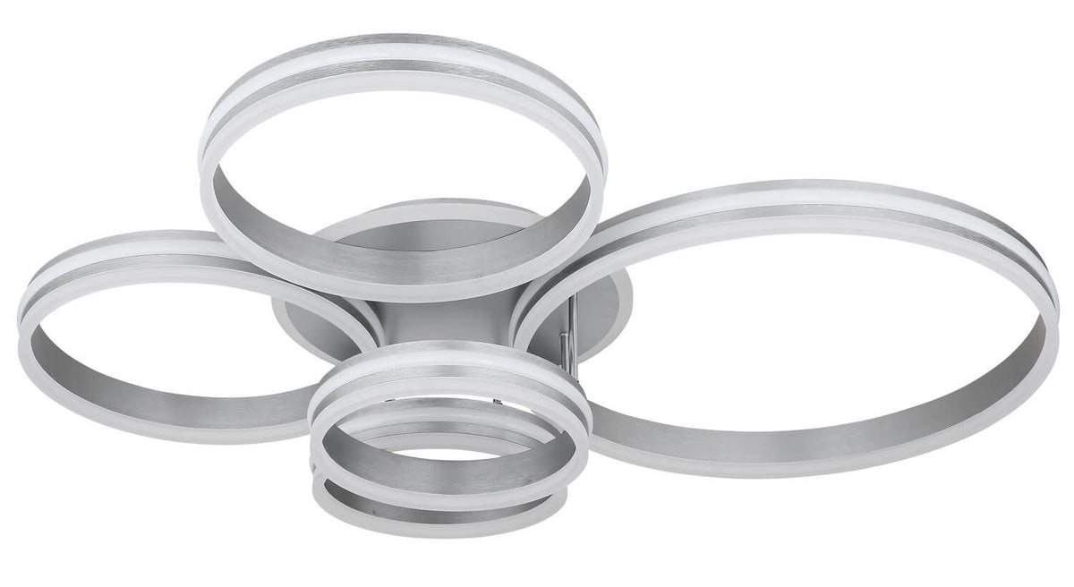 Détail de la finition aluminium brossé des anneaux, éclairage éteint