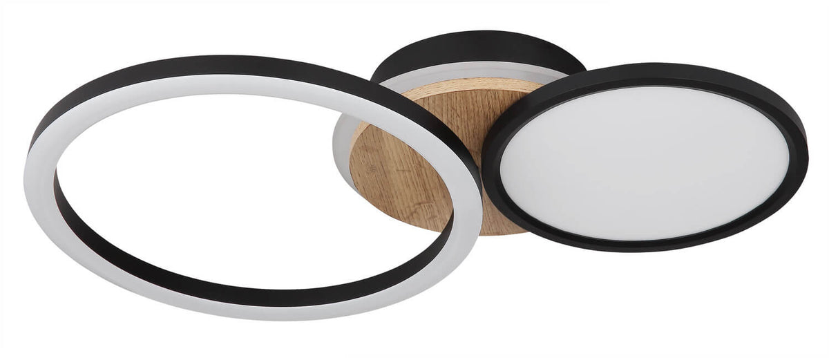 Luminaire éteint, diffuseurs blancs et cerclages noirs mats