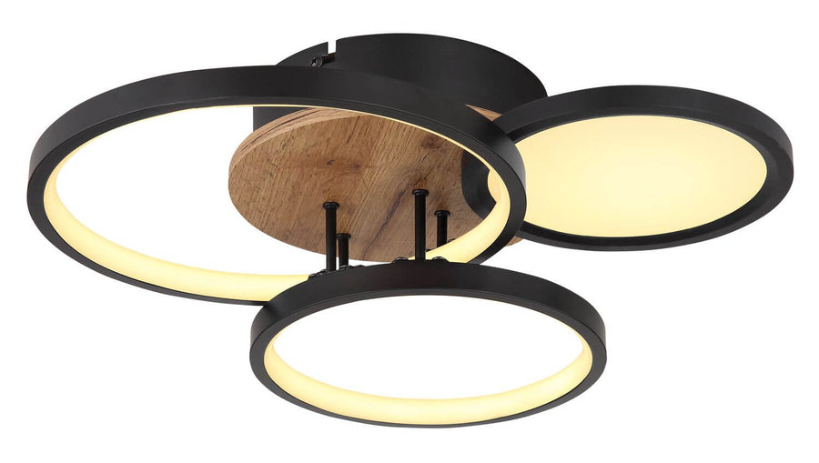 Plafonnier Sid noir mat, L 38 cm