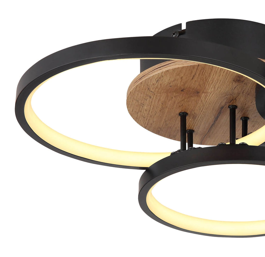 Plafonnier Sid noir mat, L 38 cm