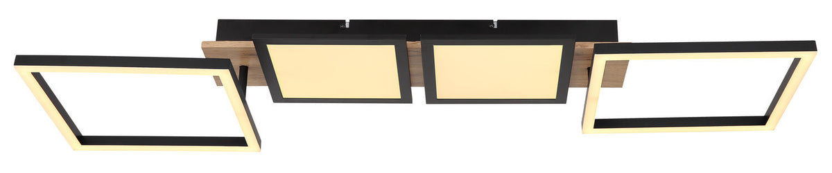 Plafonnier Bossy noir mat, L 100 cm